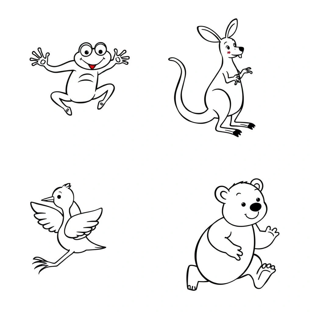 Karty "Zwierzęta z książek" (kolorowanki) - Kolorowanki - Dzień Książki